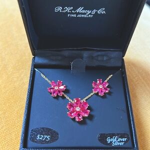 Lab Created Ruby Necklace Earrings set